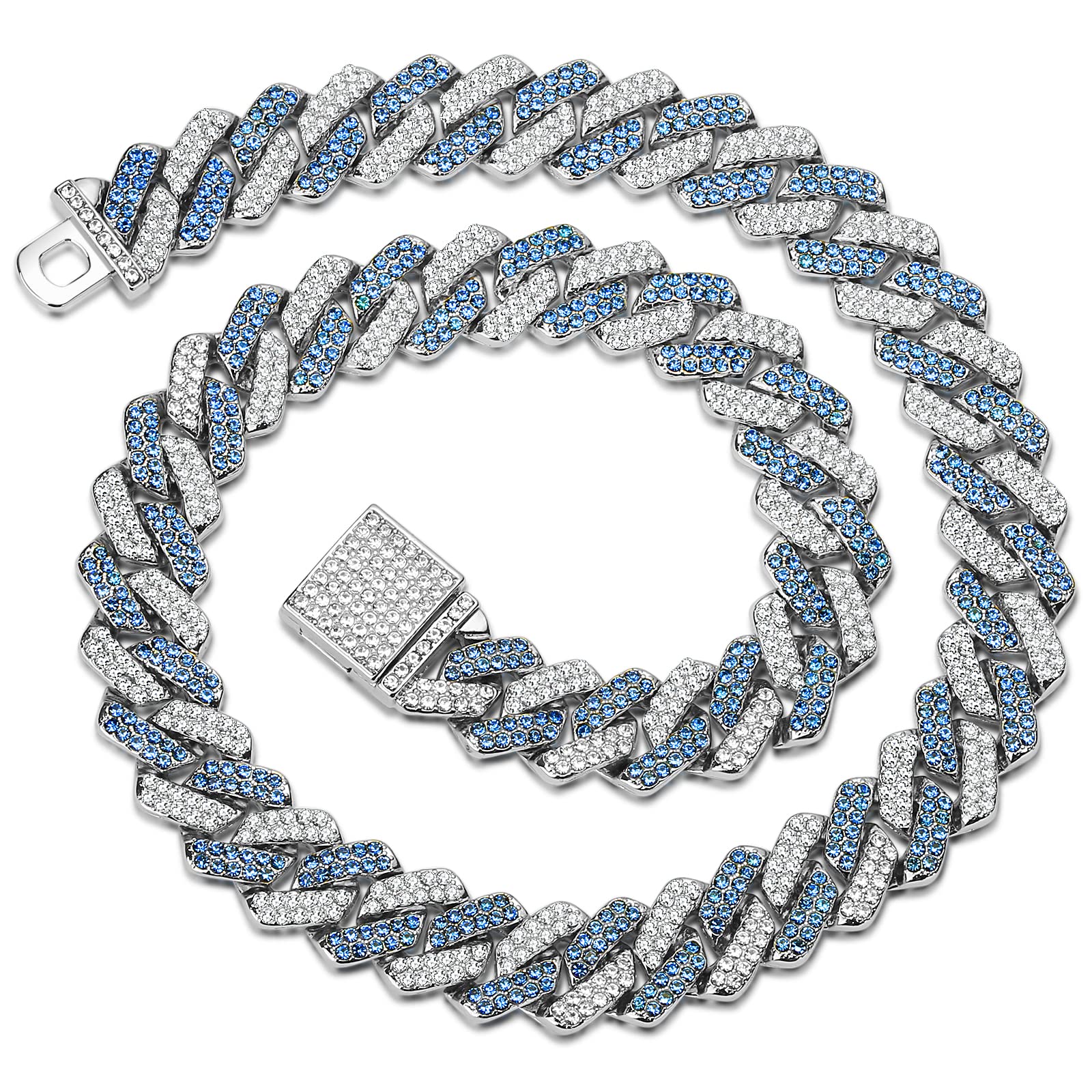 Cuban Link Chain Mens Iced Out Miami Cuban Necklace Silver/Gold Bling Diamond Hip Hop Jewelry for Women