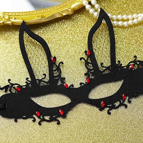 Miniatura 8 de CanB Máscara de Halloween para mascarada, disfraz de cosplay, máscara de araña Mardi Gras, máscara facial negra para mujeres y niñas