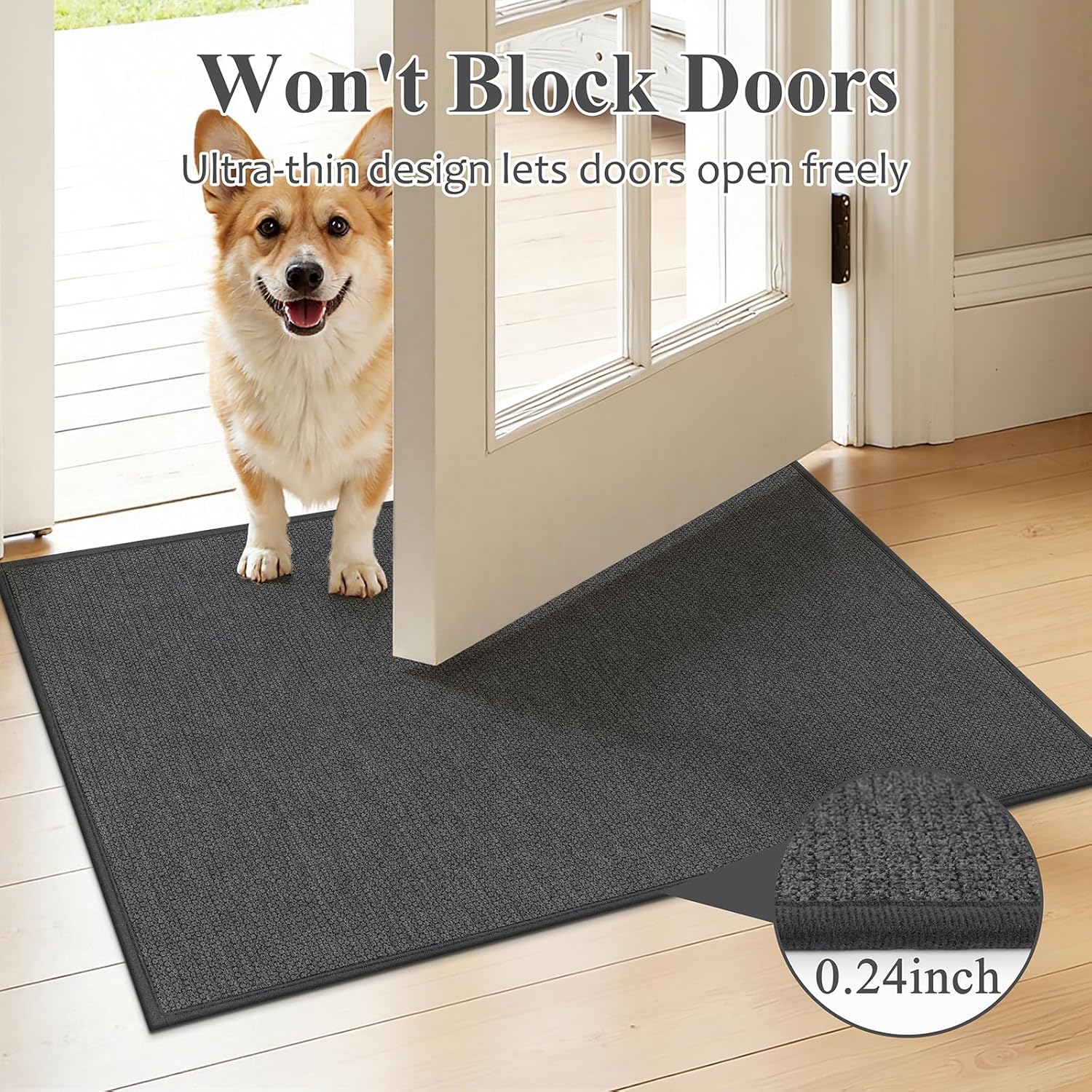 Ileading Bathroom Rugs Sets 3 Piece Non Slip Washable, Absorbent Quick Dry Thin Bath Runner Rug, U Shaped Toilet Mat for Shower Tub Sink Kitchen Laundry (Dark Gray)