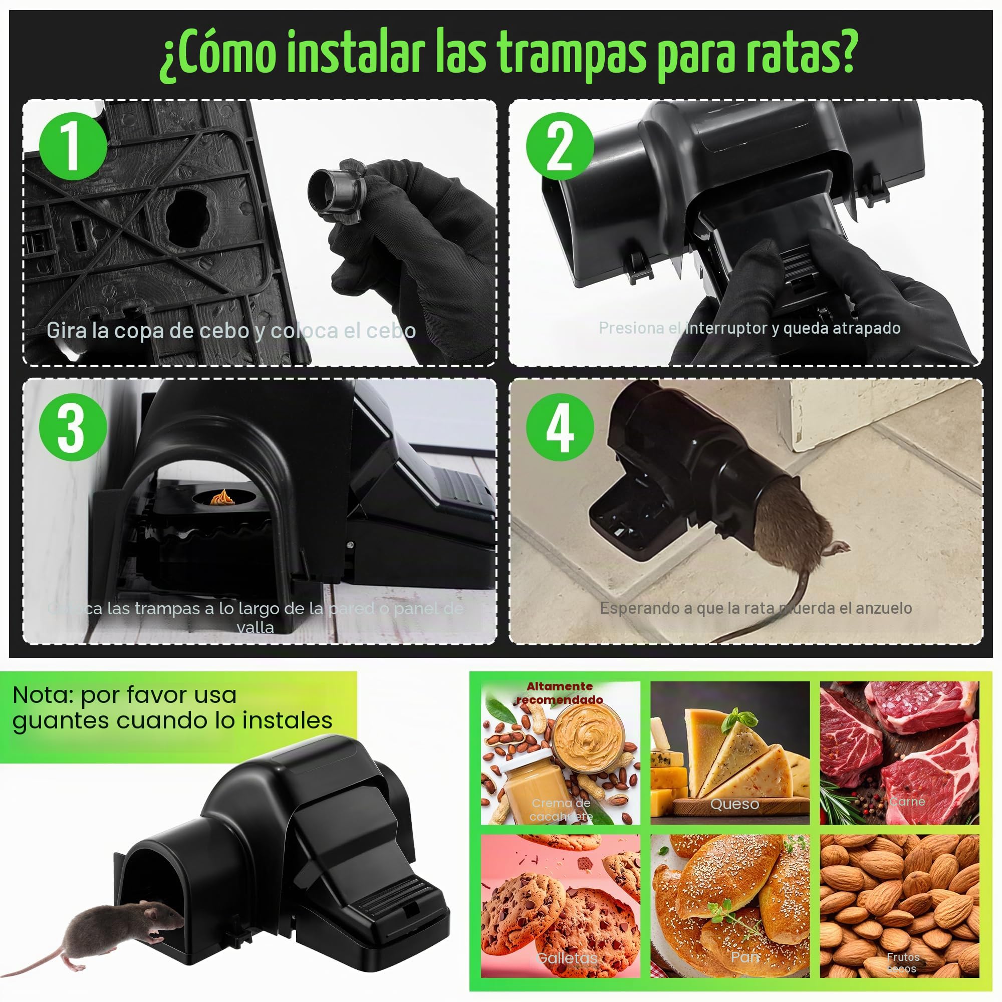 Dreyoo Trampas para Ratas Que Atrapar Instantáneamente, Trampas Humanitarias para Ratas y Ratones para Uso en Interiores y Exteriores, Atrapa Ratas Reutilizable, Apto Niños y Mascota (Paquete de 2)