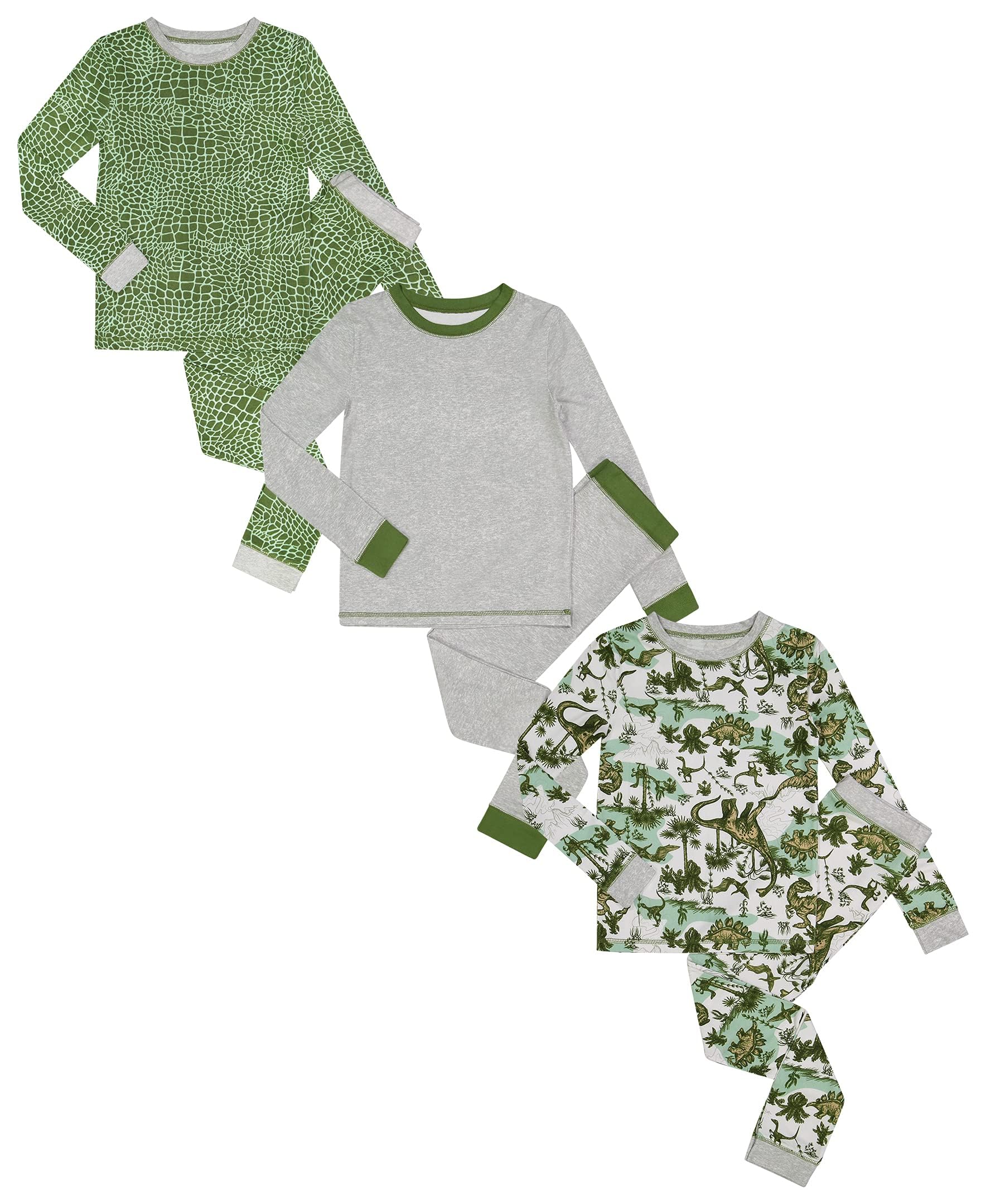 Just Pajamas Boys’ Pajama Sets Snug Fit Long Sleeve Tops & Sleep Pants – Soft Kids Sleepwear in Sizes 3T-12 with Fun Prints