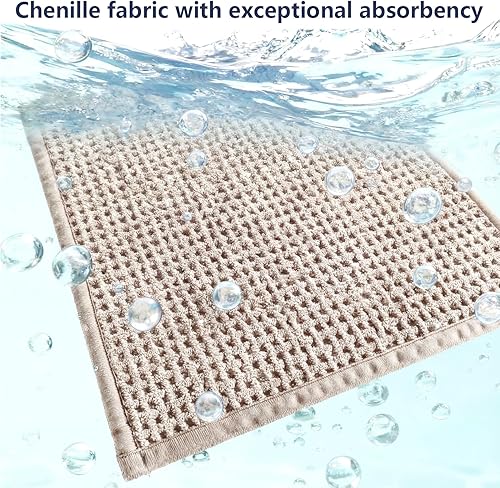 Miniatura 5 de Alfombras de Baño Antideslizantes Lavables, Tapete de Baño Súper Absorbente Delgado para Baños Pequeños de Secado Rápido de Pelo Bajo, (Caqui,