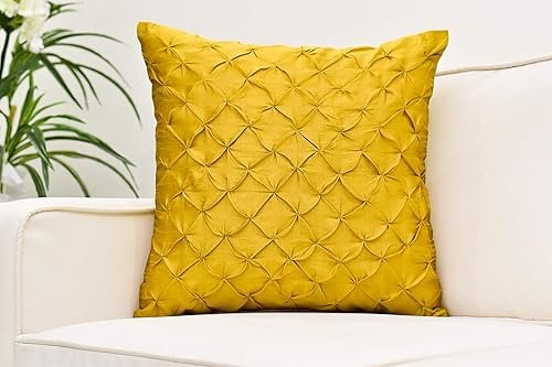 Miniatura 3 de The White Petals Juego de 2 fundas de cojín decorativas y lavables para sofá, dormitorio, sala de estar, amarillo mostaza (24 x 24 pulgadas)