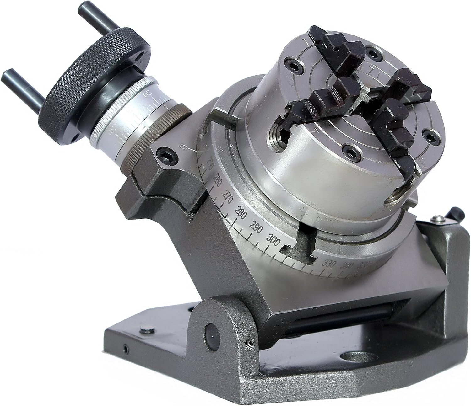 New 4"(100 Mm) Tilting Rotary Table + 80 Mm Chuck Independent 4 Jaws + Back Plate+ Tnuts For Milling Machines
