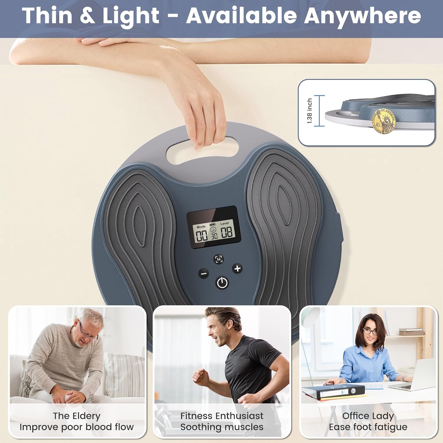 EMS Foot Stimulator, Rechargeable EMS Foot Massager for Neuropathy, TENS & EMS Foot Circulation Stimulator for Pain Relief/Circulation/Plantar Fasciitis, 1.5KG Thin Remote Electrical Muscle Stimulator - Image 8