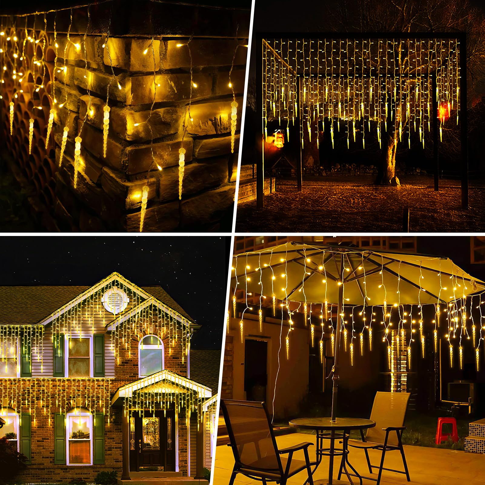 Uping Cortina Luces Guirnaldas Luces Exterior 400 LED Cadena de Luces Decorativas para Navidad Festival Fiestas Casa Jardín Boda Blanco Cálido