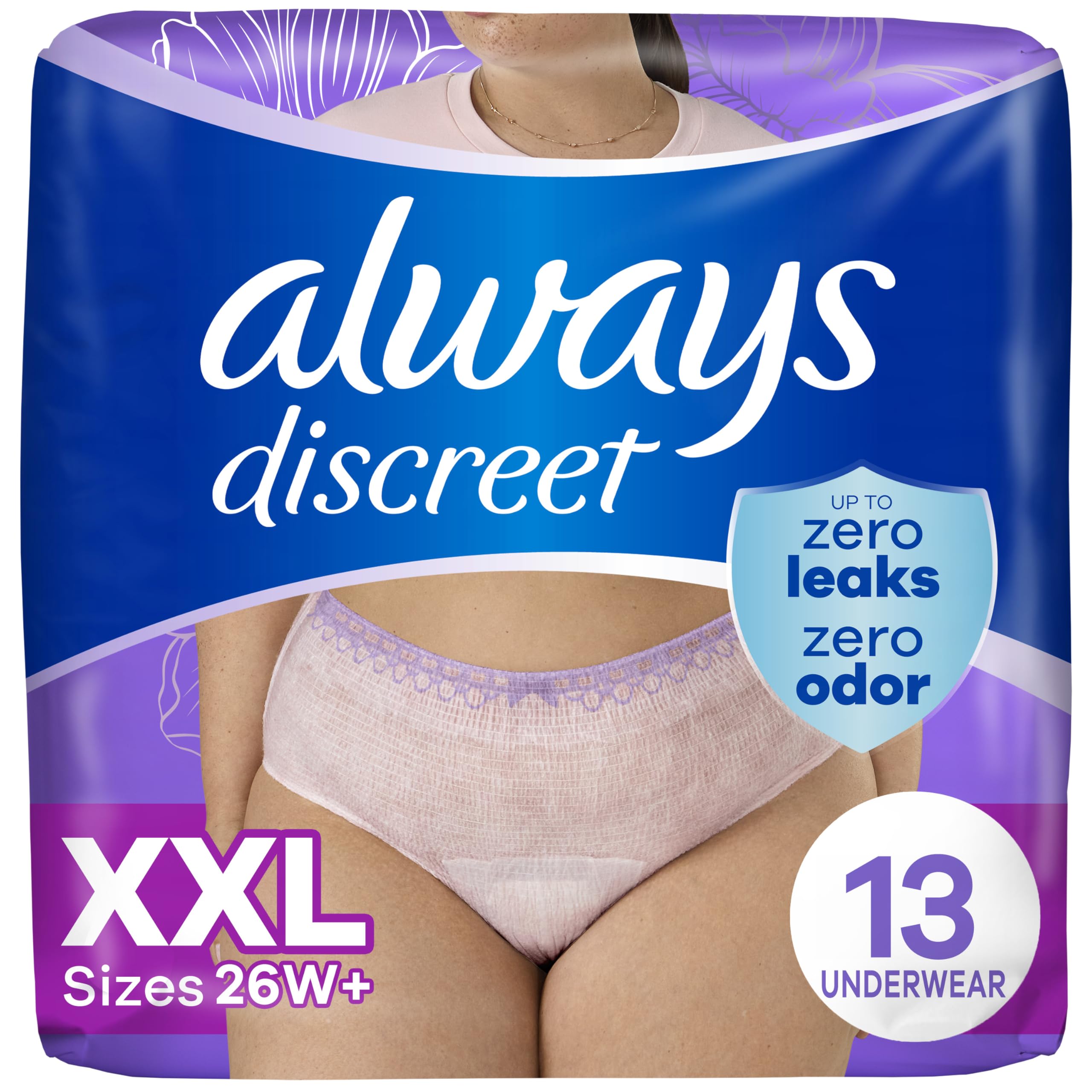 Always Discreet Adult Diapers for Women, Postpartum Essentials, Max Absorbency, Bladder Leak Protection, 2XL / XXL, 13ct | Protective Underwear for Indian Women - main product image