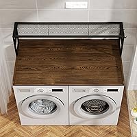 Vista 5 de Encimera para Lavadora y Secadora con Estante, Superficie Superior para Lavadora y Secadora, Encimera de Madera Maciza para Lavadoras y Secadoras