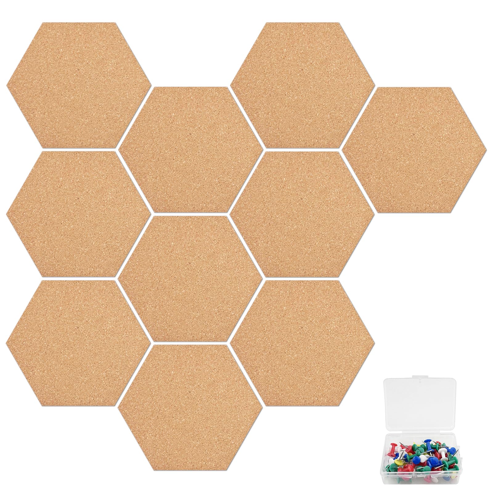 10 Pièces Panneau De Liège Hexagonal Comzantor - Tableaux Affichage Mural Autocollants Avec Punaises