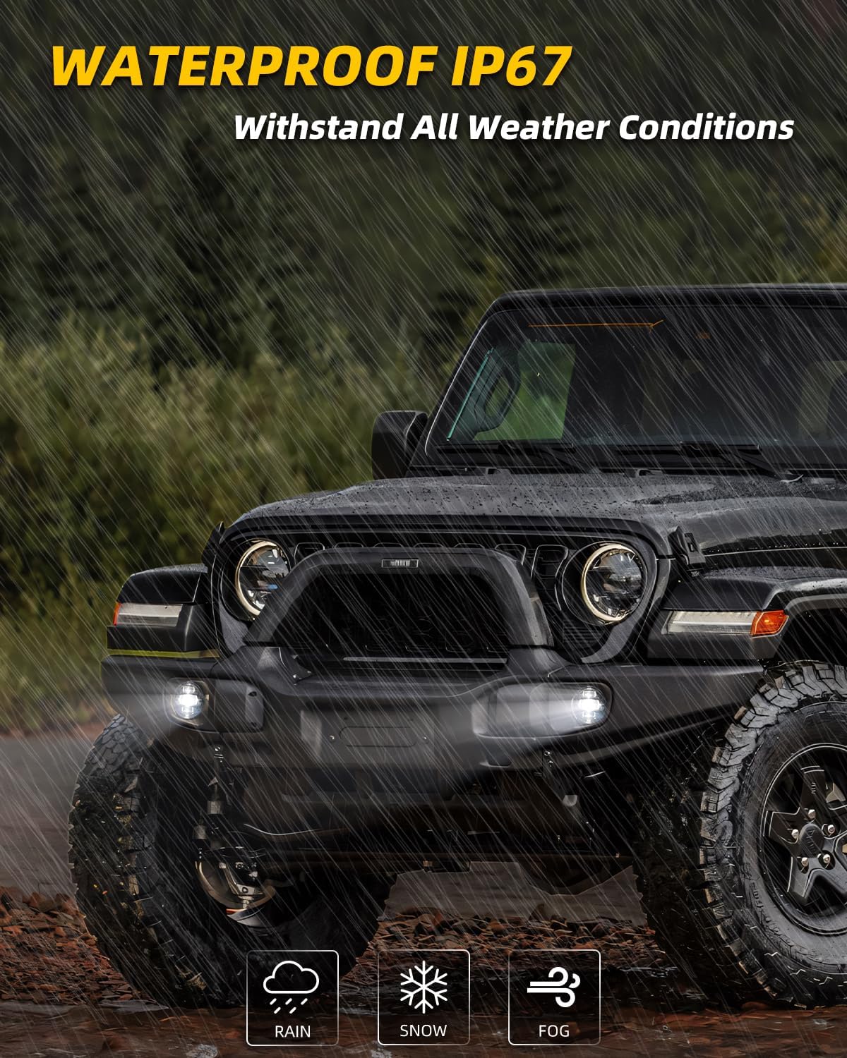 BICYACO 4 Inch LED Fog Lights DOT SAE E9 Approved, 110W 4400LM 6500K Passing Lights Compatible with Jeep Wrangler JL JLU Gladiator JT 2018-2025, IP67 Waterproof with 2 Pairs Mounting Brackets