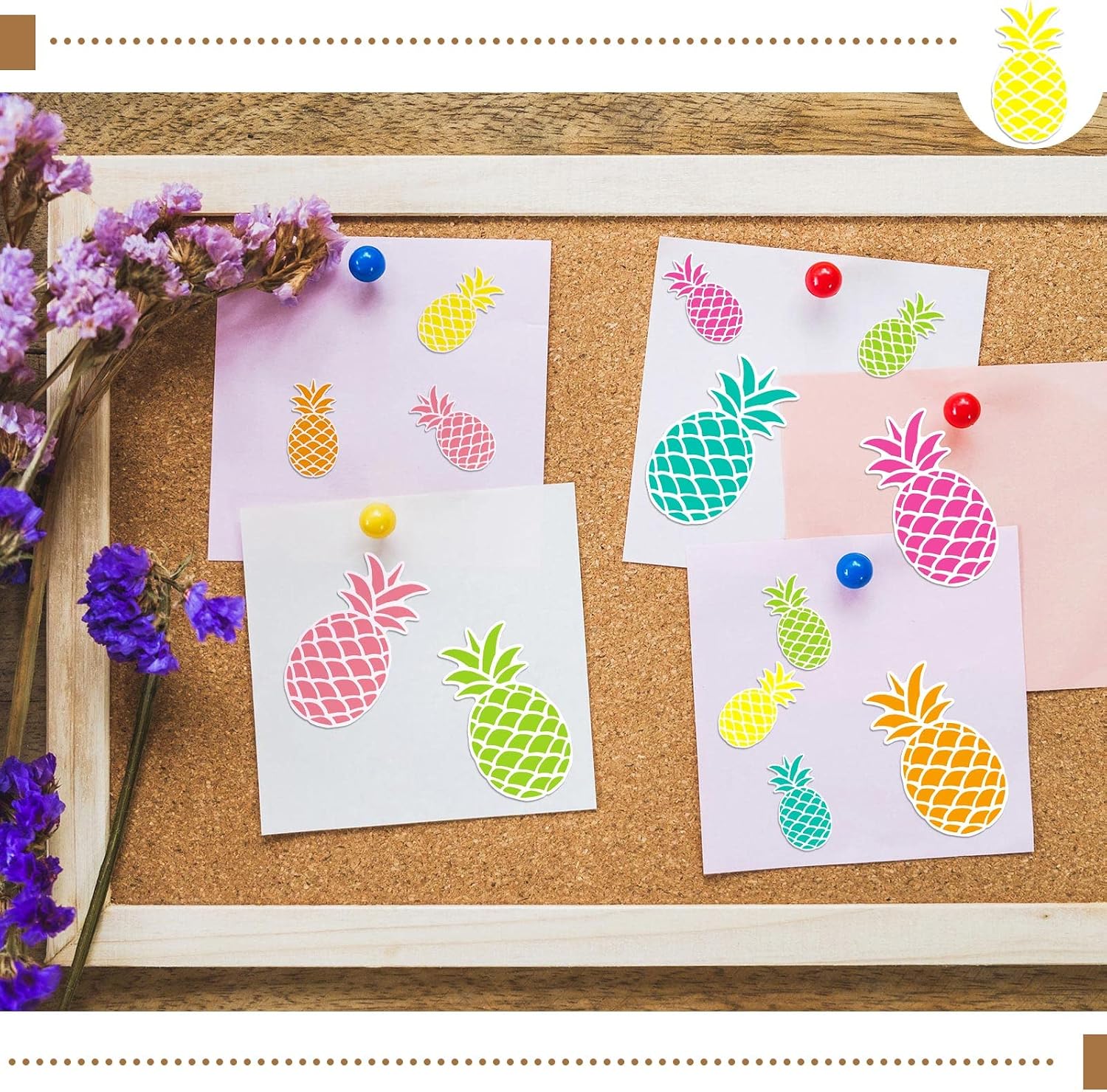 48 Pcs Pineapple Cutouts Tropical Punch Pineapple Mini Accents Beach Bulletin Board Decorations Pineapple Classroom Decor for Tropical Classroom Office Party Home Decor