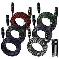 Vista 11 de XLR Cable de micrófono de 2 pies (paquete de 2, multicolor), cable de conexión de micrófono equilibrado de 3 pines macho a hembra, trenzado