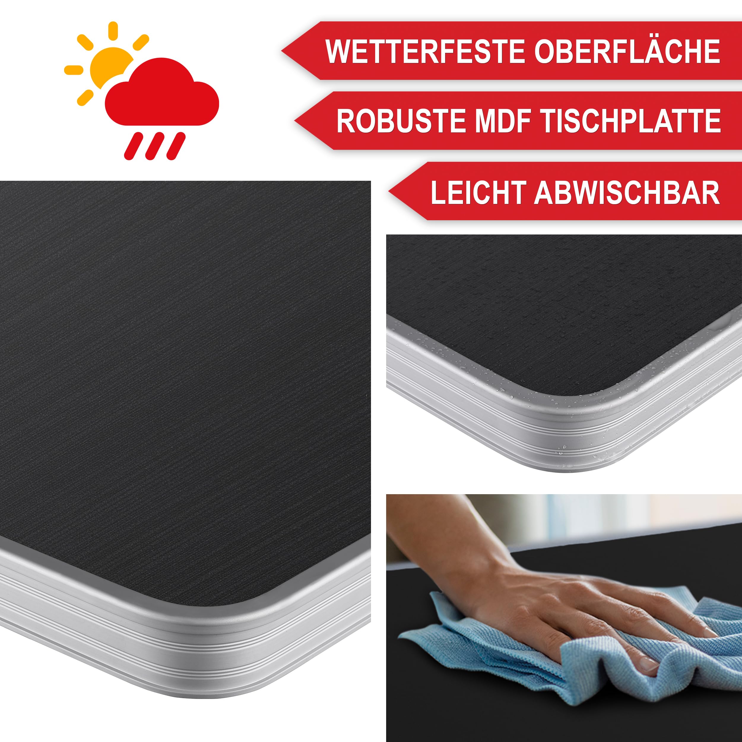 Onbest Klapptisch 3-teilig – Gartentisch klappbar für 6 Personen