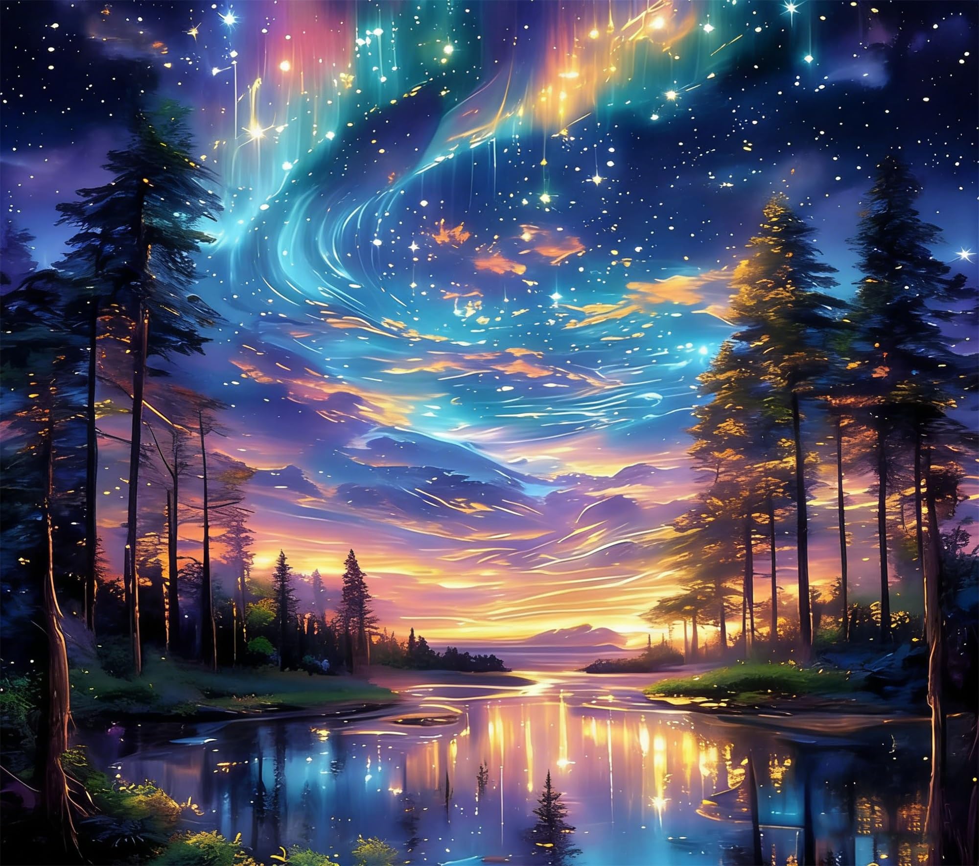 Jiqinsiye Starry Sky Adult Paint By Number Kits,Painting Kits On Canvas,Large Color By Numbers Watercolor Gifts For Friends Home Wall Decor (Starry Sky)