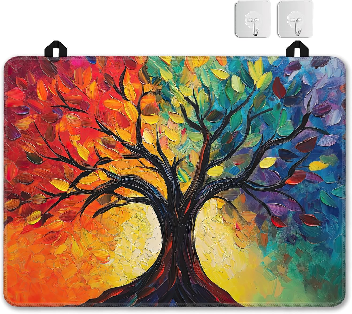 Tree of Life Glass Top Stove Cover Protector,Modern Colorful Tree Heat Resistant Stove Top Cover, Large Size Range Covers for Electric Stove Countertop Mat, 28 x 20 Inch