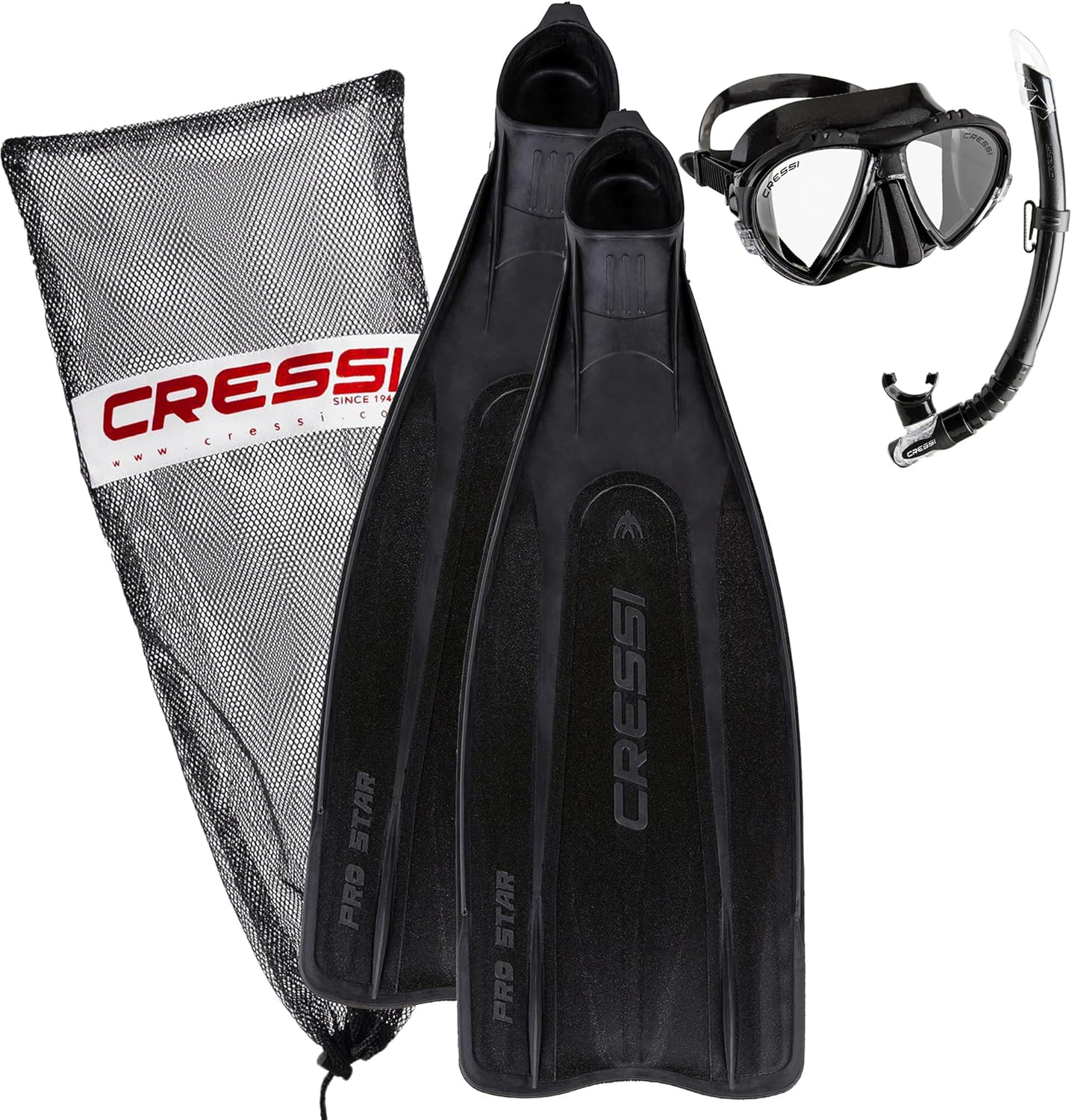 Cressi Pro Star Bag- Fins Mask and Snorkel - Diving Snorkeling Set in ...