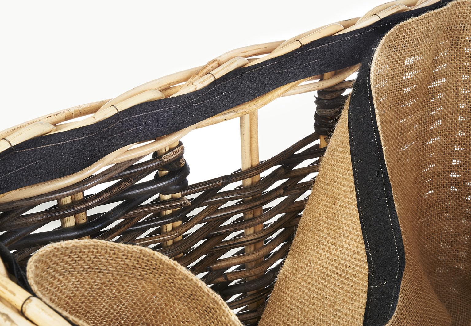 Kobolo Holztrage Holzkorb für Kaminholz Rattan mit Jutestoff und Henkel