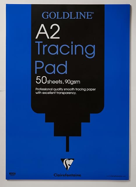 Clairefontaine - Ref GPT1A2Z - Goldline Professional Tracing Pad (Contains 50 Sheets) - A2 (594 x 420mm) in Size, 90gsm Paper, FSC-Certified - Suitable for Tracing Items