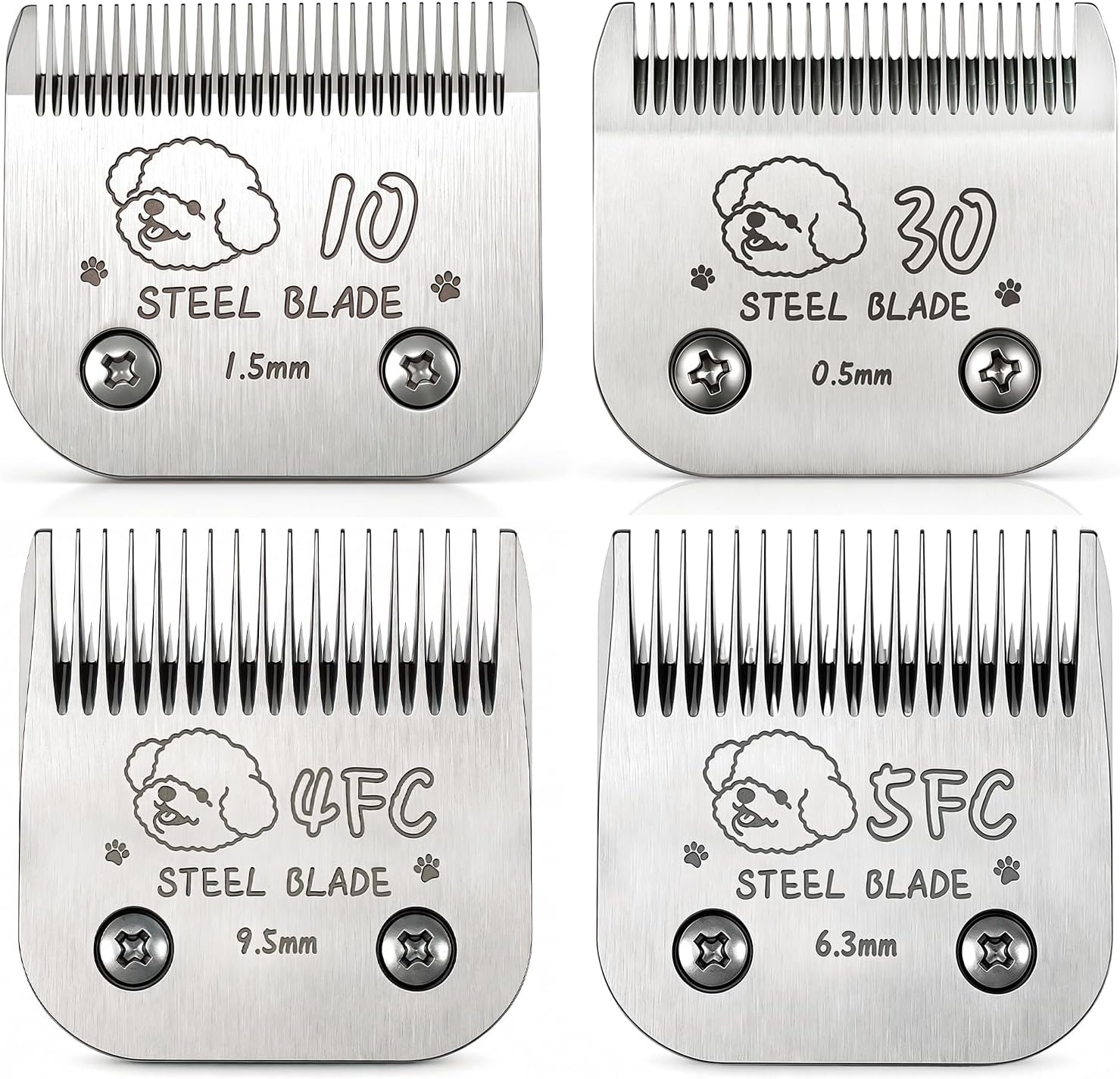 Size 30 Blades Compatible with Andis Oster A5 Wahl KM10, Silver, 3-Pack