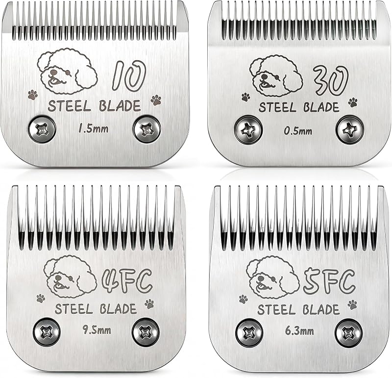 Lâminas de Reposição para Máquinas de Tosa Andis, Oster A5 e Wahl 10/30/5FC/4FC, Prata, Pacote com 4