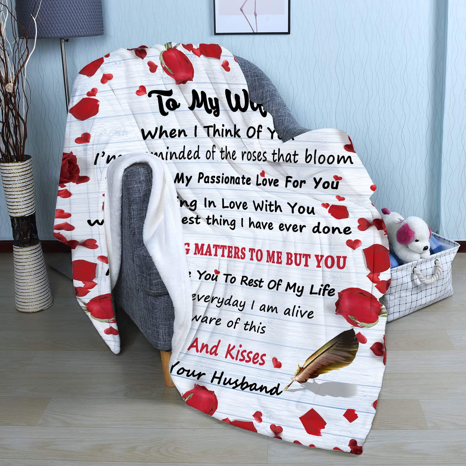 Persönliche Kuscheldecke Mit Liebesbrief Für Die Ehefrau – Ultrasoftes Mikro-Fleece, 152x127 Cm | Perfektes Geschenk