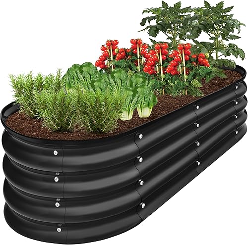 Miniatura 18 de Best Choice Products Cama de jardín elevada de metal para exteriores de 4 x 2 x 1 pies, maceta ovalada de raíces profundas para verduras, flores