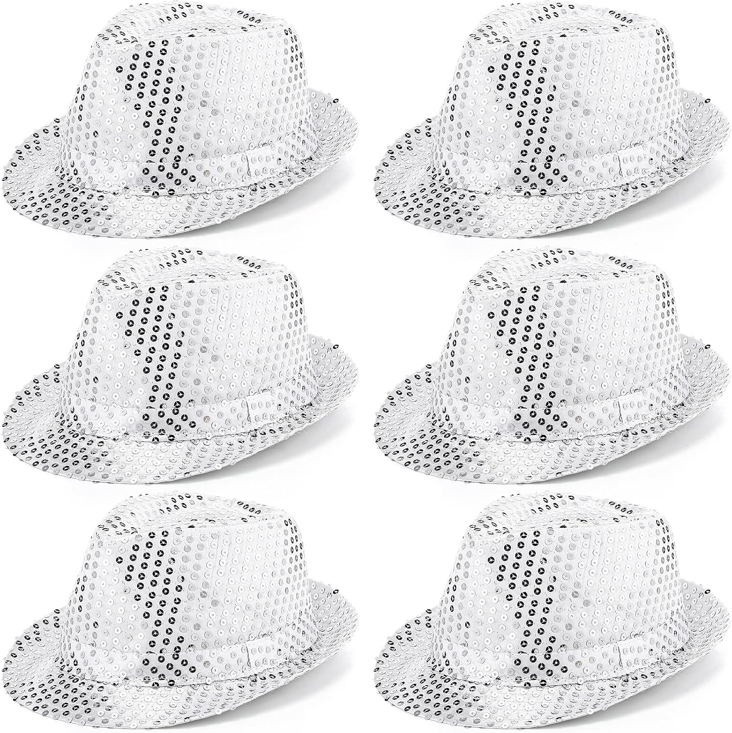 Tarpop 6 Pcs Western Sequin Hat Bling Dance Hats with Shining Sequin for Man and Women