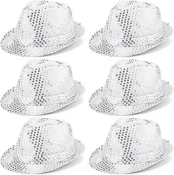 Tarpop 6 Pcs Western Sequin Hat Bling Dance Hats with Shining Sequin for Man and Women