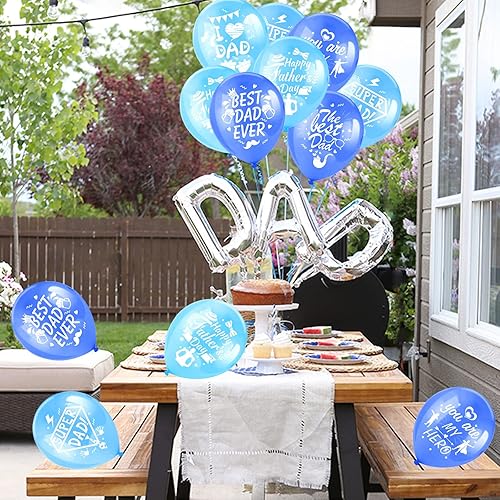 Miniatura 5 de HOWAF Globos para el Día del Padre, suministros de decoración de fiesta, paquete de 38 globos de látex de 12 pulgadas, decoraciones de fiesta del
