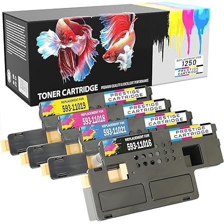 Prestige Cartridge 1250 Toner Cartridge for Dell 1250c/1350cnw/1355 - Assorted Colour (Pack of 4)
