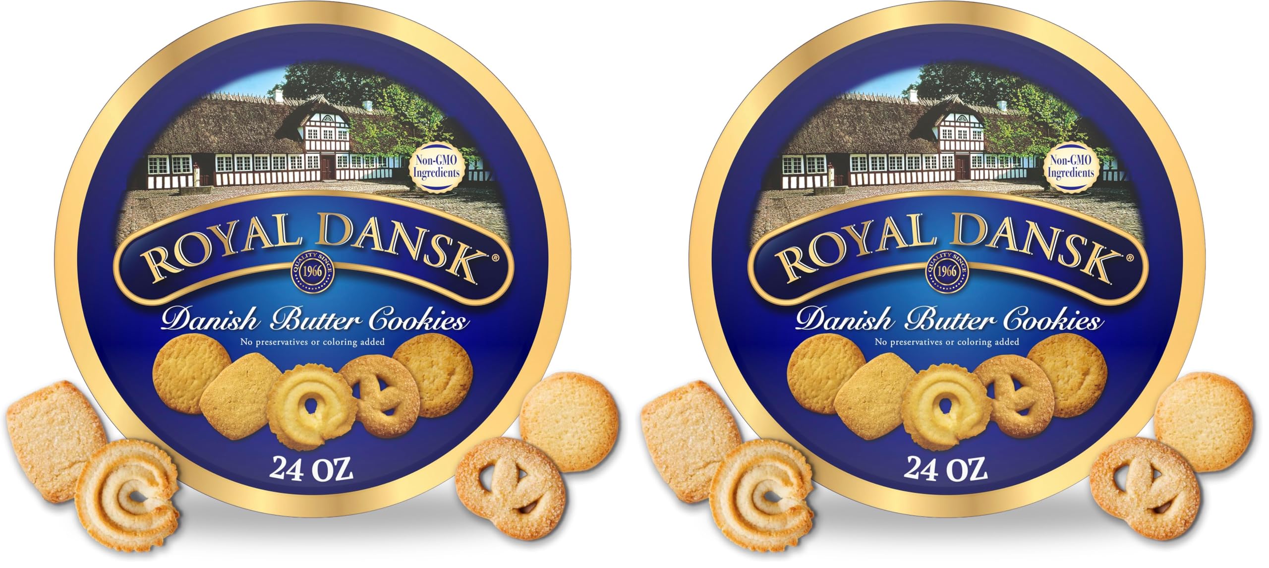 Danish Butter Cookies, Premium Assorted Cookies in a Gift Tin, Great for Sharing and Gifting, 24 oz (Pack of 2)