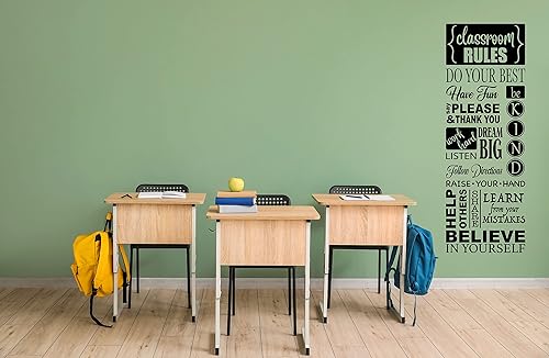 Miniatura 9 de Calcomanía de pared de vinilo para aula, cita inspiradora personalizable, reglas divertidas para el aula, decoración del hogar para el aula o la