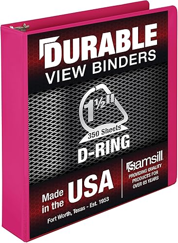 Vista 480 de Samsill Carpeta duradera de 1.5 pulgadas, fabricada en los Estados Unidos, carpeta de anillos en D, carpeta transparente personalizable, surtido