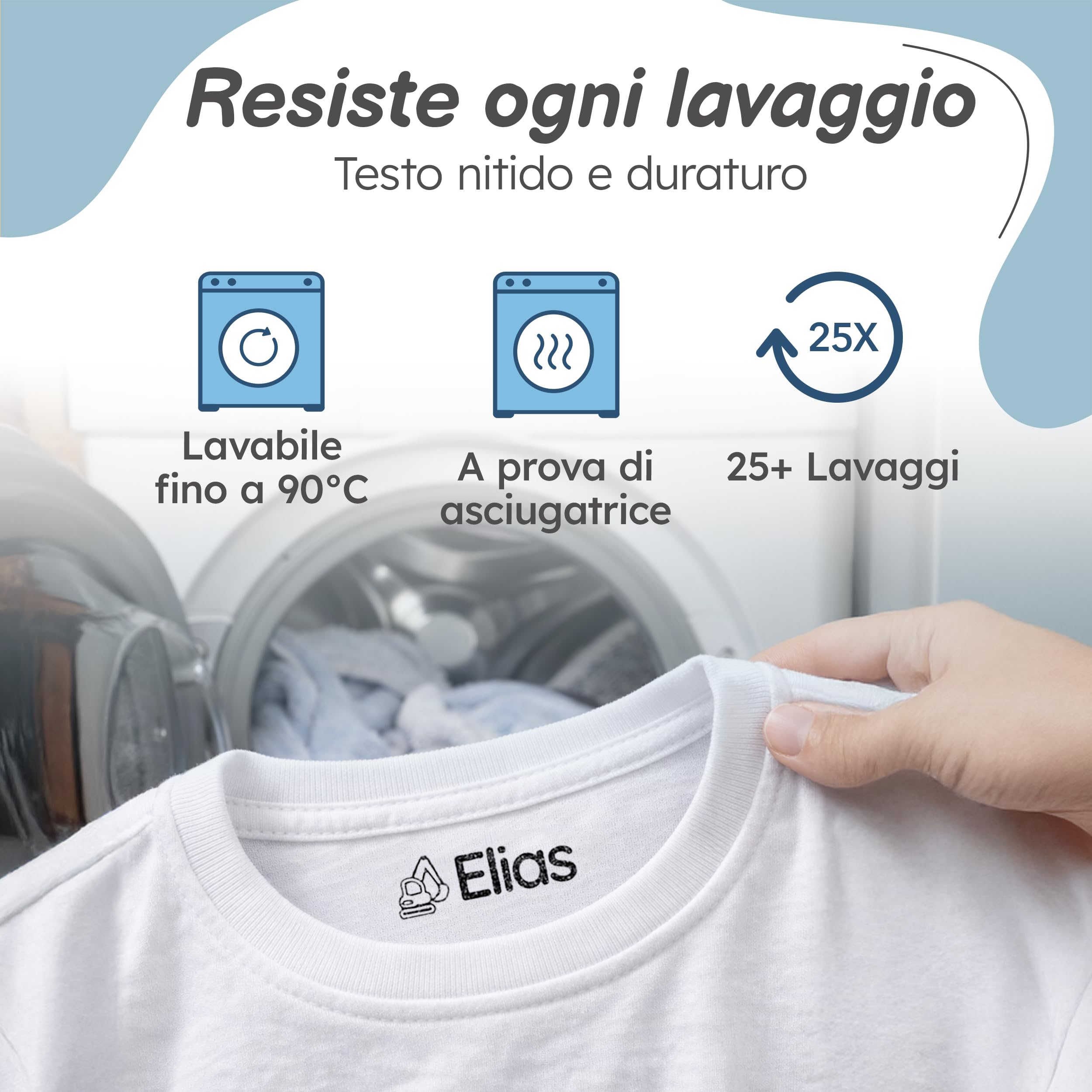 Timbro Personalizzato Per Bambini - Per Abbigliamento, Oggetti e Carta, Timbro Vestiti Bambini Asilo, Personalizzabile e Lavabile in Lavatrice