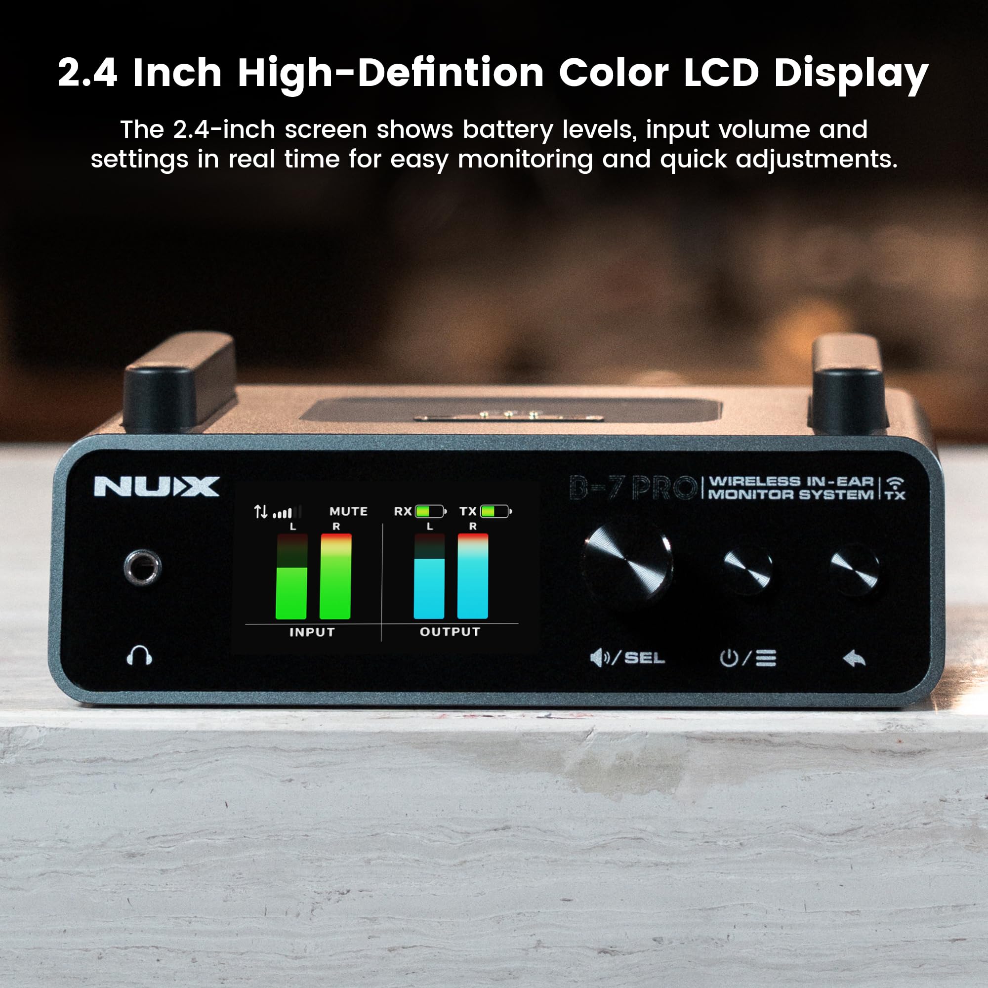 NUX B-7 Pro Stereo Wireless In-Ear Monitor System, 24-Bit 48kHz Stereo Audio, 2,4 GHz störungsfrei, automatische Einrichtung