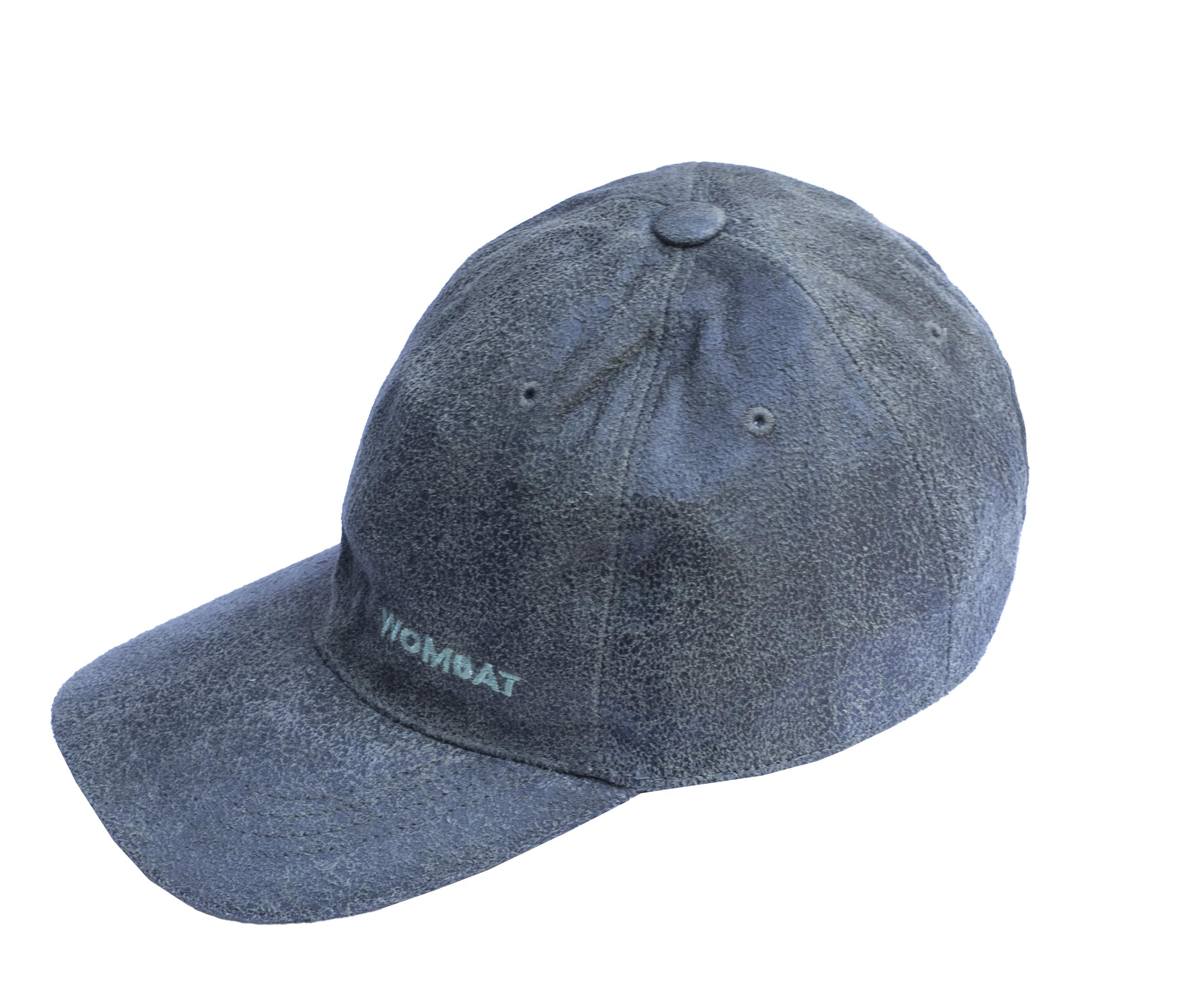 wombat leather Baseball Cap – Green Weathered Genuine Leather Hat for Men & Women, Lightweight Foldable Outdoor Cap, UPF 50+ Sun Protection, Adjustable Strap, Hiking Travel Fishing Hat