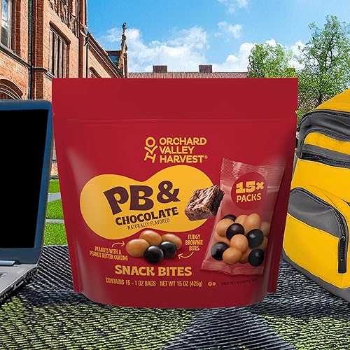 Miniatura 5 de Orchard Valley Harvest Aperitivos de maní con cobertura de mantequilla de maní y bocaditos de brownie fudgy con cobertura de chocolate, 1 onza de