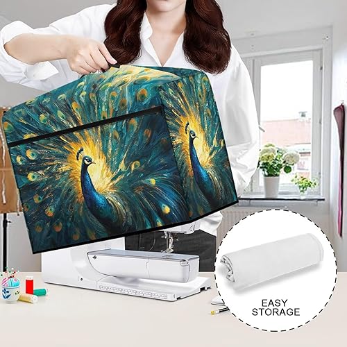 Miniatura 111 de Funda para máquina de coser de mariposas y flores con prácticos bolsillos, funda protectora con asa, para la mayoría de máquinas de coser estándar