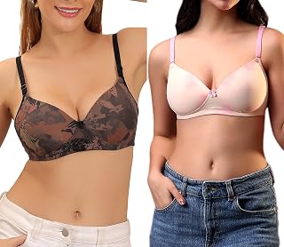 Knisty Solid Vibrant Colours Lightly Padded Bra Satin Lycra Non-Wired Full Coverage, Combining Comfort and Flexibility for... Price In India