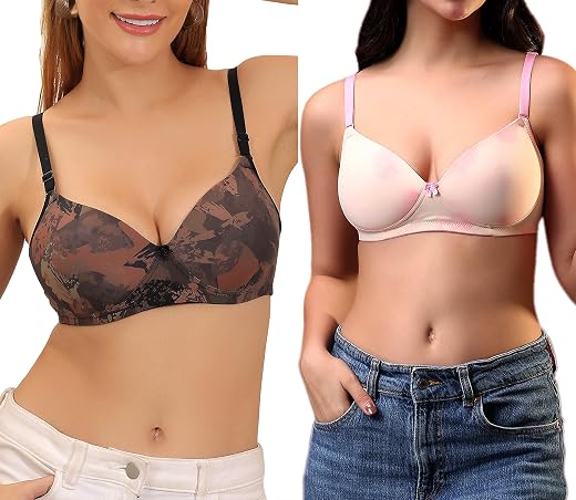 Knisty Solid Vibrant Colours Lightly Padded Bra Satin Lycra Non-Wired Full Coverage, Combining Comfort and Flexibility for...