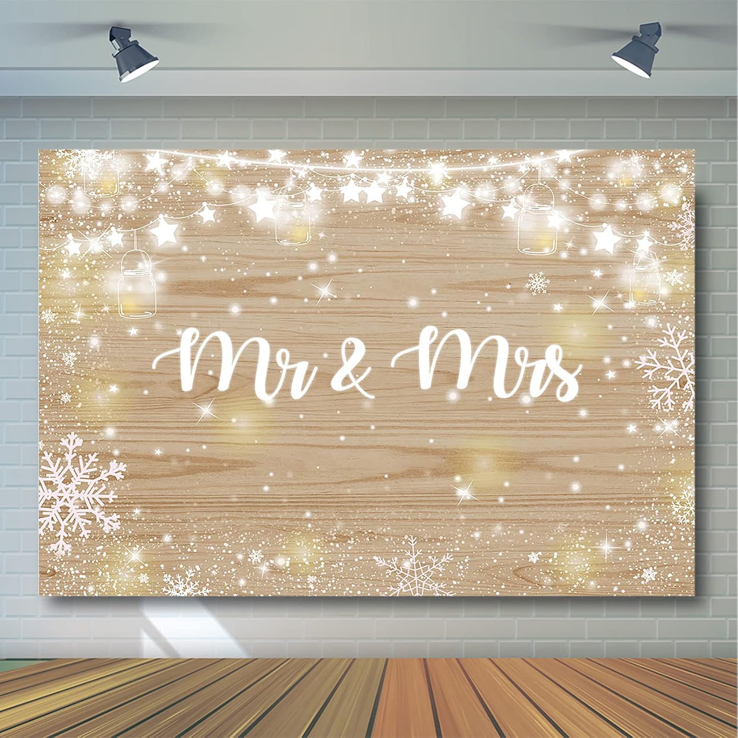 Avezano Mr & Mrs Backdrop for Bridal Shower Decorations Winter Wedding Anniversary Engagement Bachelorette Party Photography Background Winter Snowflake Bridal Shower Photoshoot Photo Booth (7x5ft)