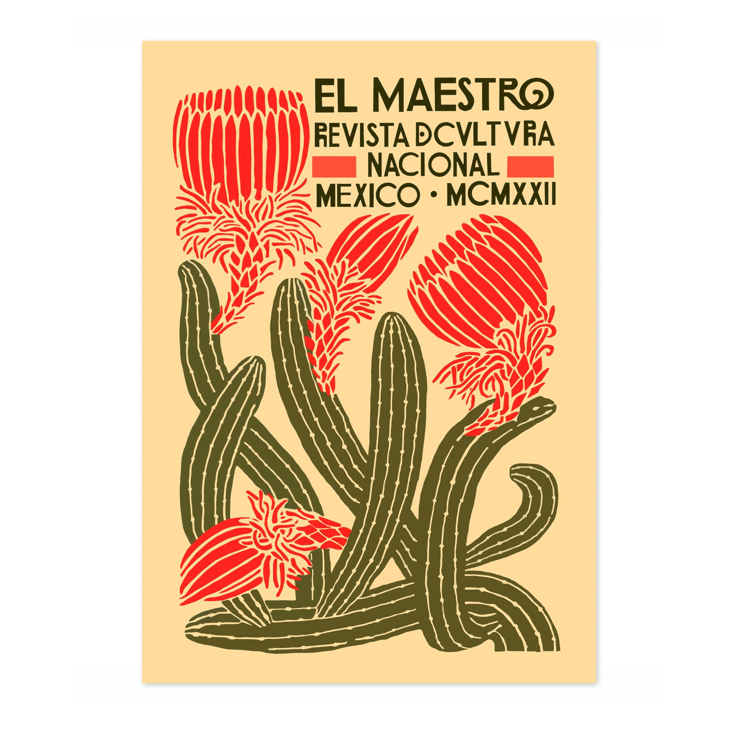 Animato El Maestro, Mexico Vintage Travel Poster, Retro Tourism Print, Popular Attractions Around The World, Postcard Home Decor, Archival Matte, 50x70cm (Print Only) - 50x70cm
