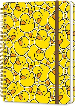 Spiral Journal Notebook, A5 Cute Notebooks for Women Men, College Ruled Hardcover Notebook for Work & Note Taking, 60 Pages Double-Wire Journals for Writing, Cute Yellow Ducks