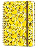 DHGPTS Spiral Journal Notebook, A5 Cute Notebooks for Women Men, College Ruled Hardcover Notebook for Work & Note Taking, 60 Pages Double-Wire Journals for Writing, Cute Yellow Ducks
