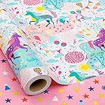 MAYPLUSS Pink Unicorn Gift Wrapping Paper - 17Inch X16.5 Feet - Enchanting Colorful Unicorn Gift Wrap for Children\'s Kid\'s Girl Birthday, Baby Showers