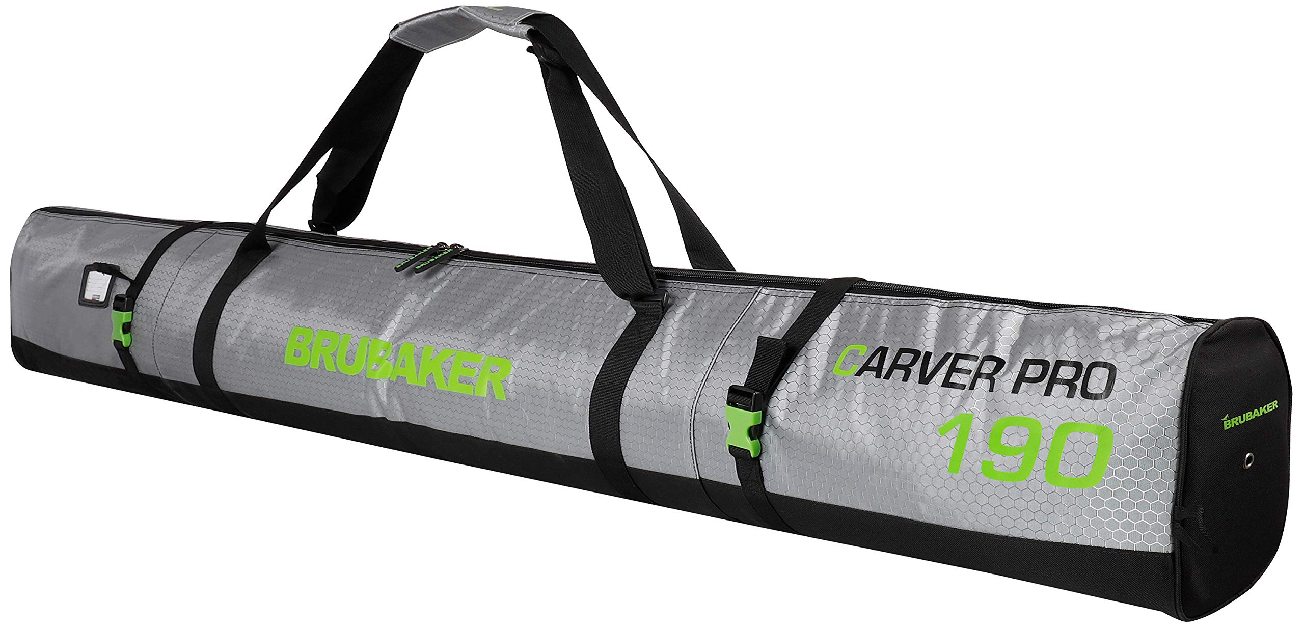BRUBAKER CarverTec Pro Ski Bag for 1 Pair of Skis and Poles - Silver Green