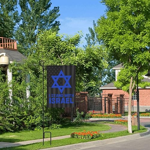 Miniatura 6 de Bandera de jardín de doble tamaño de 12.5 x 18 pulgadas con texto en inglés "I Stand For Israel", bandera de Estados Unidos e Israel, bandera para
