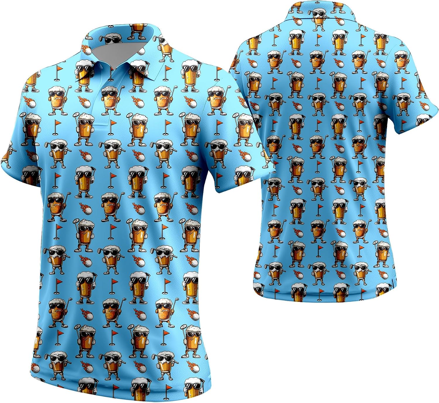 Mens 70s Golf Shirts, Funny 70s Shirts for Men, Short Sleeve, Medium, Typical 70's Colors