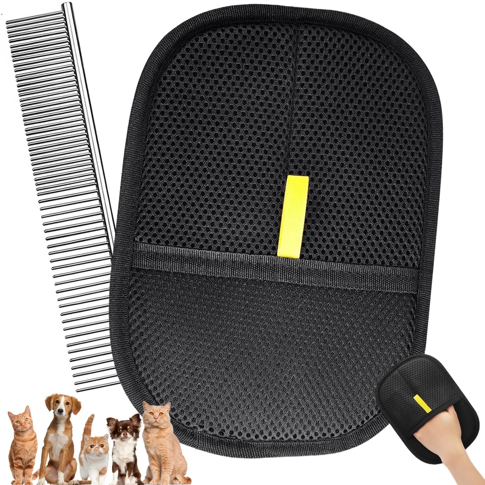 Pet Hair Removal Glove for Cats and Dogs Cat Brush Glove, Double Sided Pet Grooming Gloves