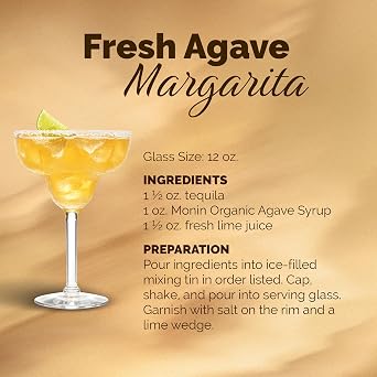 Monin Agave Nectar Syrup Organic - Gluten Free - 1 liter / 33.8 fl oz